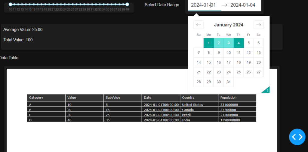 Date Range Picker in a Python Interactive Data Dashboard