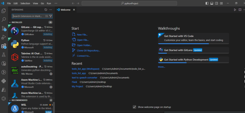 Screenshot of the Visual Studio Code extension marketplace with the Python extension installation page.