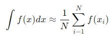 Monte Carlo integration method for approximating high-dimensional integrals using random sampling.