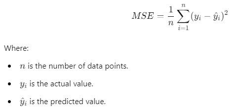 The Mean Squared Error (MSE) is a common metric for evaluating the performance of linear regression models. It is calculated by taking the average of the squares of the differences between actual and predicted values.