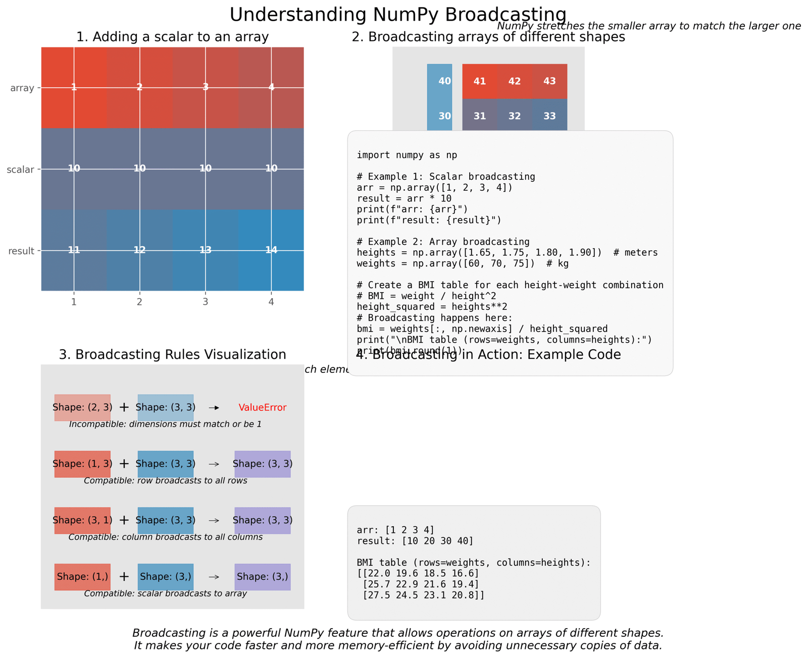 NumPy broadcasting concept visualization