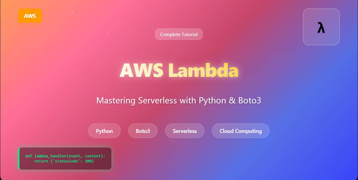 Mastering AWS Lambda with Boto3 and Python: A Complete Step-by-Step Tutorial Mastering AWS Lambda with Boto3 and Python: A Complete Step-by-Step Tutorial