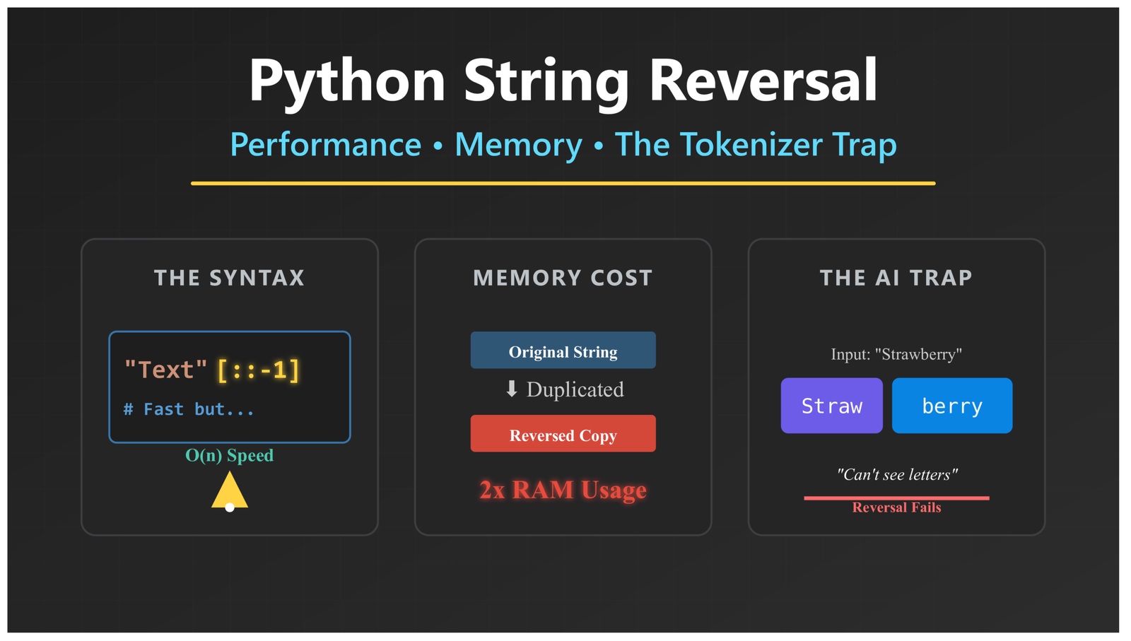 How to Reverse a String in Python: Performance, Memory, and the Tokenizer Trap